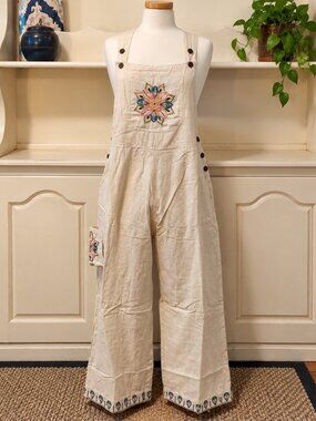 NWT Cotton Mandala Beige Overalls-Size X-Large